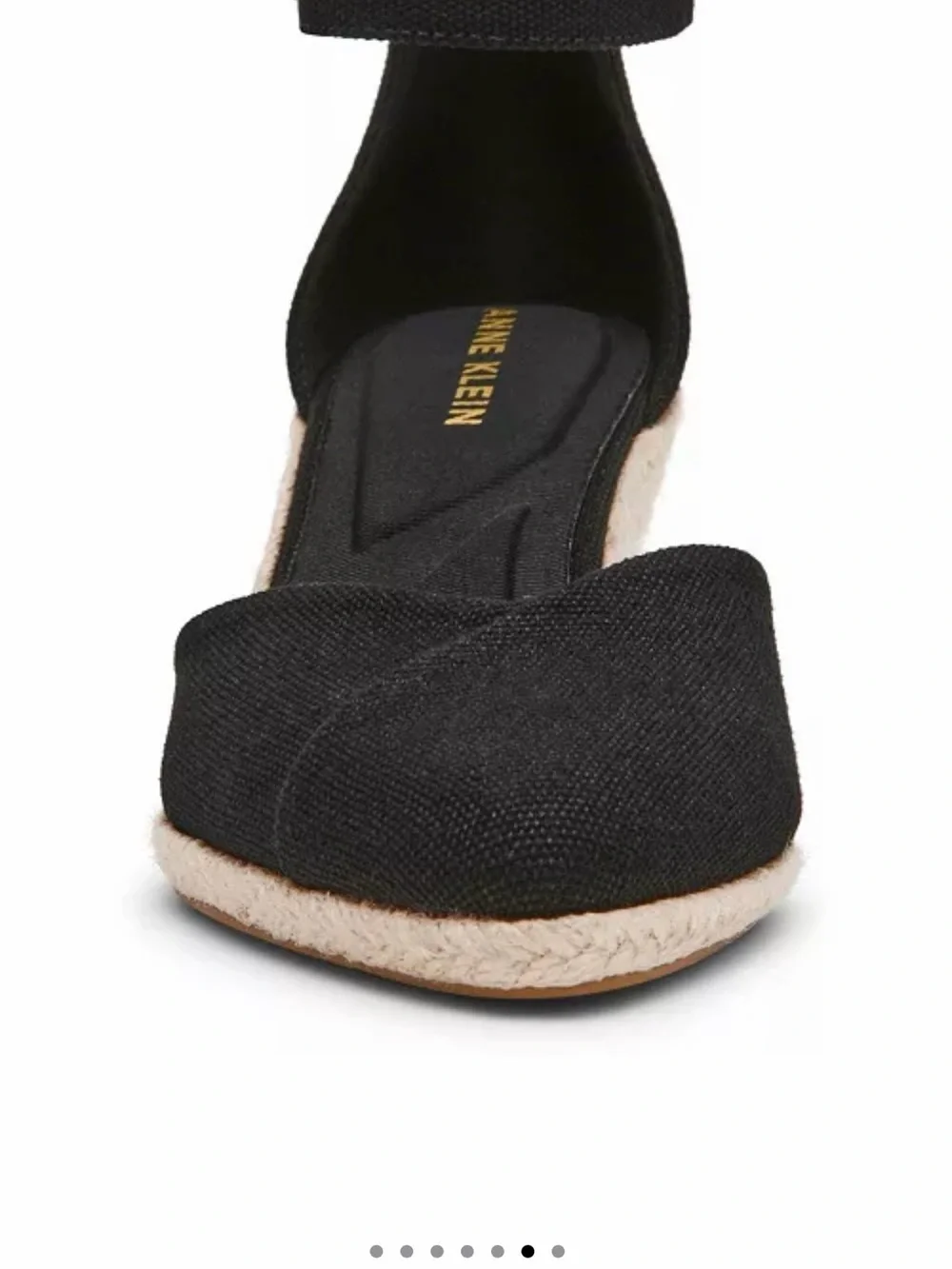 Anne Klein Black and Natural Espadrille Wedge Sandals